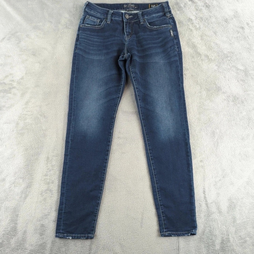 Silver Jeans Womens 26x29 Blue Dark Wash Faded Boyfriend Relaxed Stretch Denim